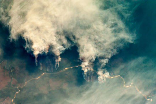שריפות יער לאורך Rio Xingu בברזיל