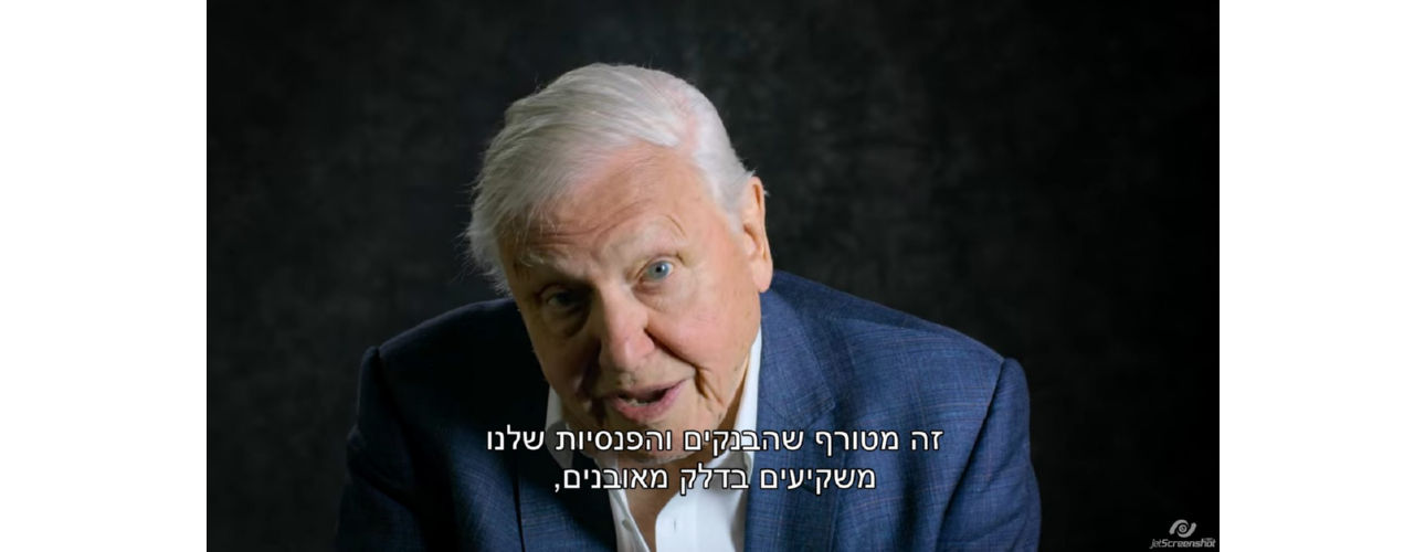 זה מטורף שהבנקים שלנו משקיעים בתעשיות מזוהמות. צילום מסך מתוך הסרט 'A Life On Our Planet', 'על פני האדמה'.