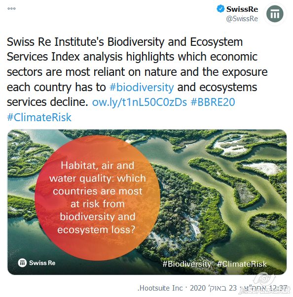 Habitat, water security and air quality: New index reveals which sectors and countries are at risk from biodiversity loss