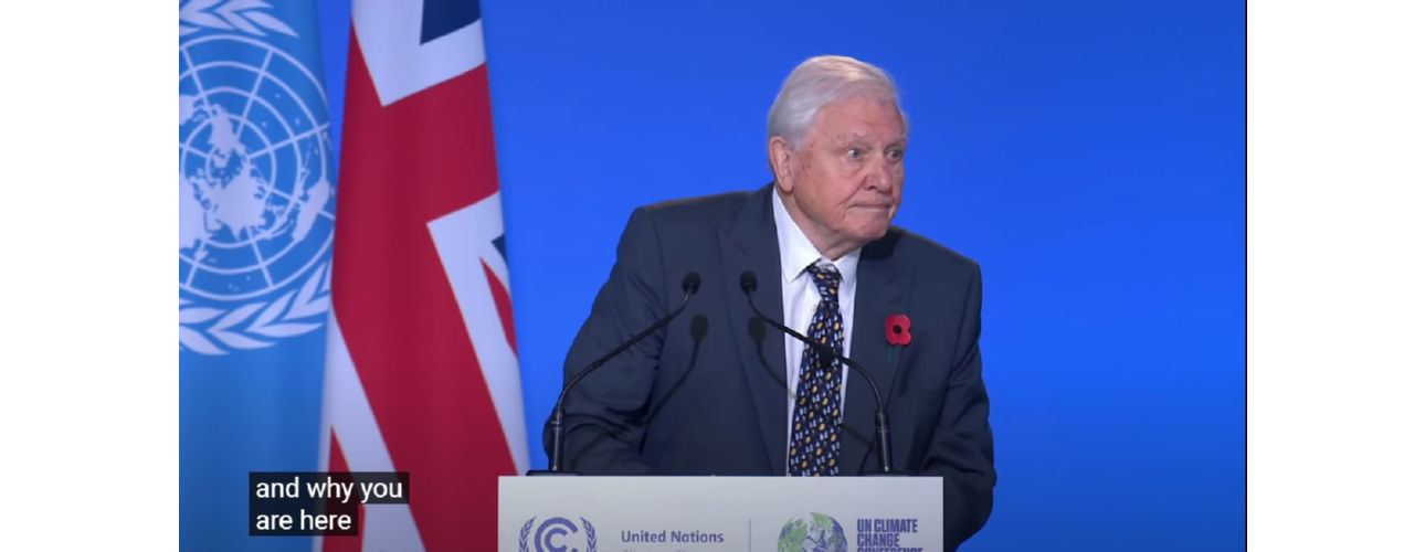 David Attenborough addresses world leaders at COP26 in Glasgow, saying humans are powerful enough to address climate change