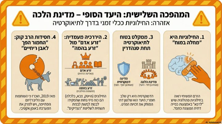 המהפכה השלישית | פרק 2 | היעד הסופי - מדינת הלכה | החילוניות היא "מחלה במוח" | ממקלט בטוח לתיאוקרטיה תחת סנהדרין |היררכיה מעמדית: "זרע האדם" מול "זרע בהמה" | חסידות הרבקוק: "החמור הפך לאבן ריחיים".
