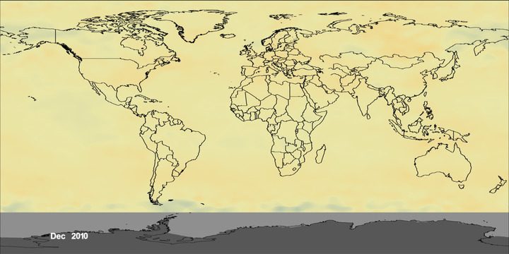 ריכוז הפחמן הדו חמצני באטמוספירה בחודש דצמבר 2010