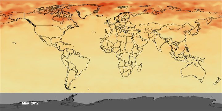 ריכוז הפחמן הדו חמצני באטמוספירה בחודש מאי 2012