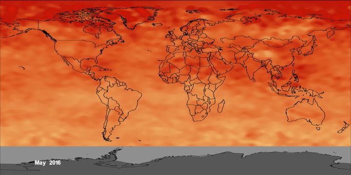 ריכוז הפחמן הדו חמצני באטמוספירה בחודש מאי 2016